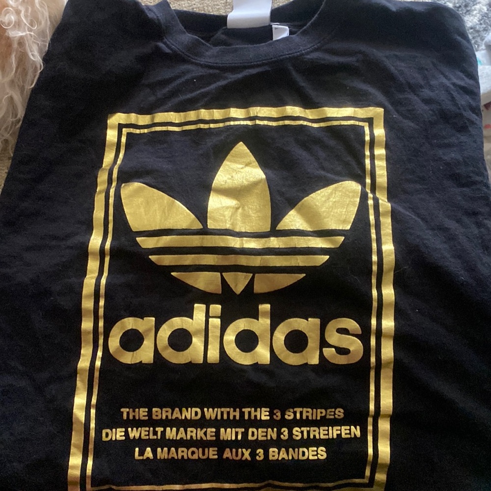 Adidas gold trefoil tee
